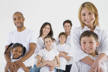 Portrait of parents with children